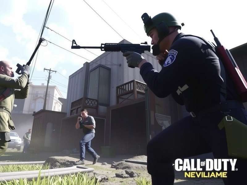 Dynamic Call of Duty gameplay scene showing intense first-person shooter action