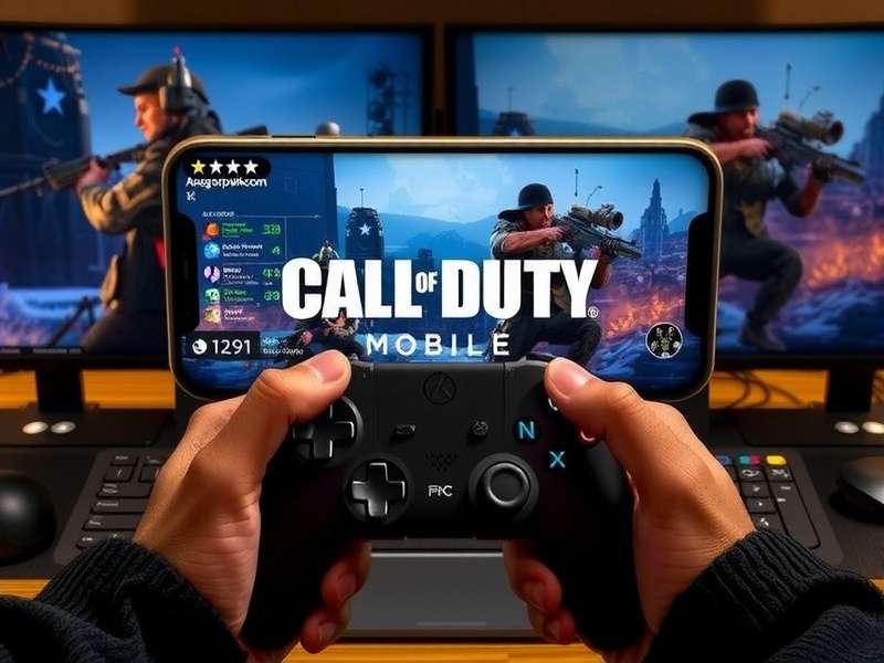 Gaming setup with controller and PC for Call of Duty Mobile