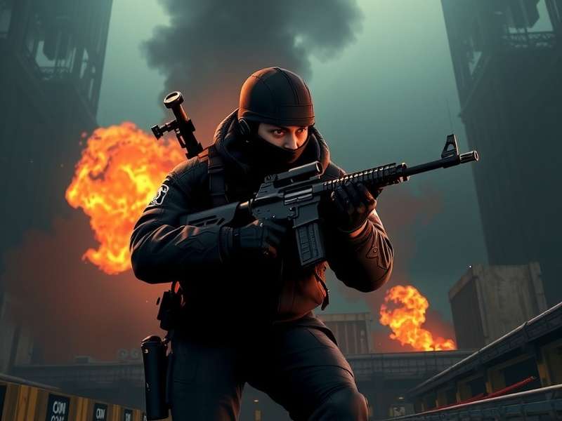 Call of Duty action gameplay with tactical soldier and neon lights