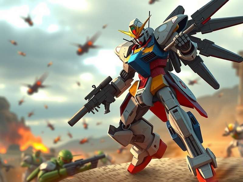 Call Of Duty Mobile Gundam collaboration key art featuring RX-78-2, Zaku II and Wing Gundam inspired operator skins and weapon blueprints